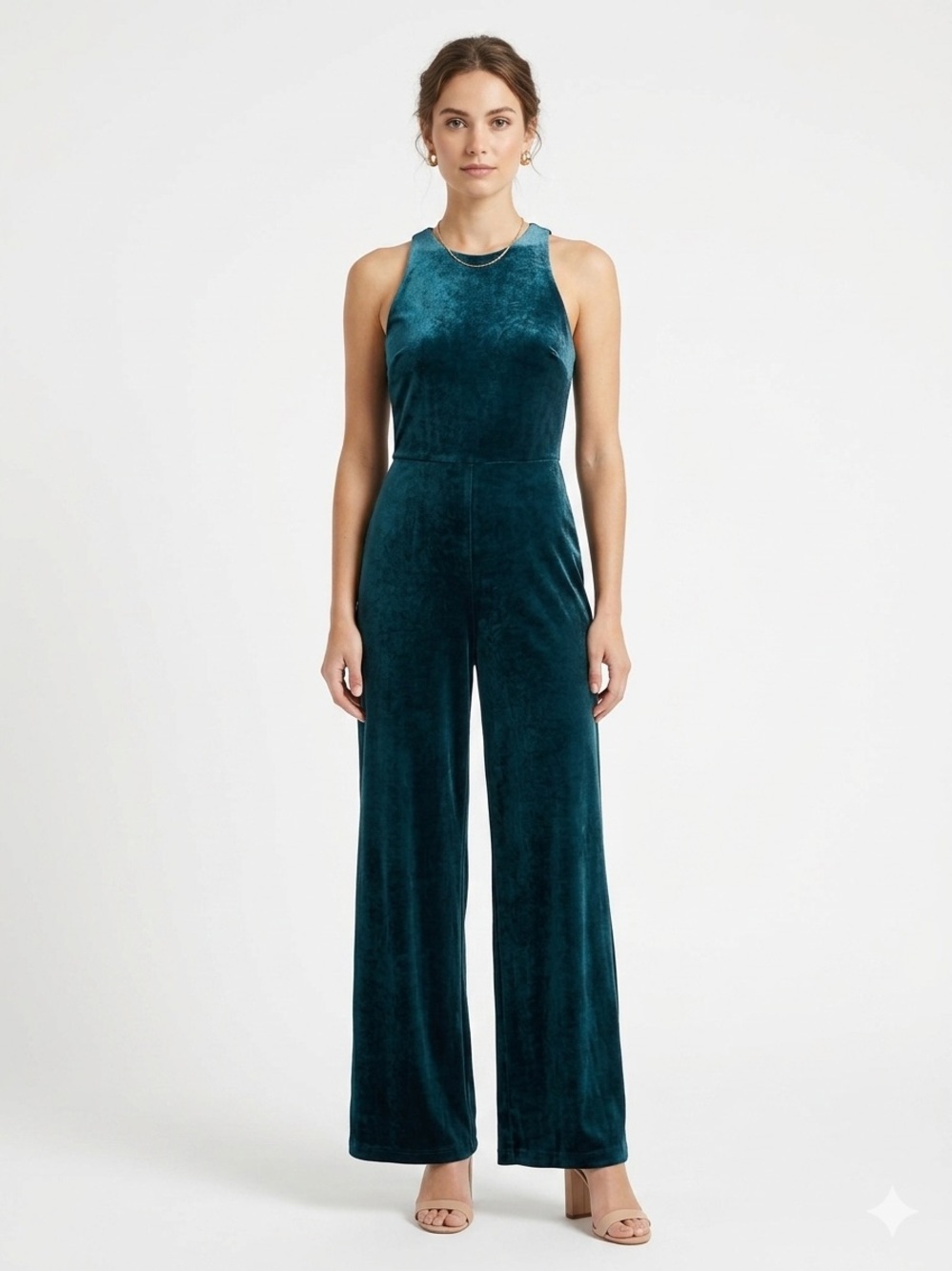 Banana Republic Women's Teal Velvet Jumpsuit Sleeveless Size S NWT